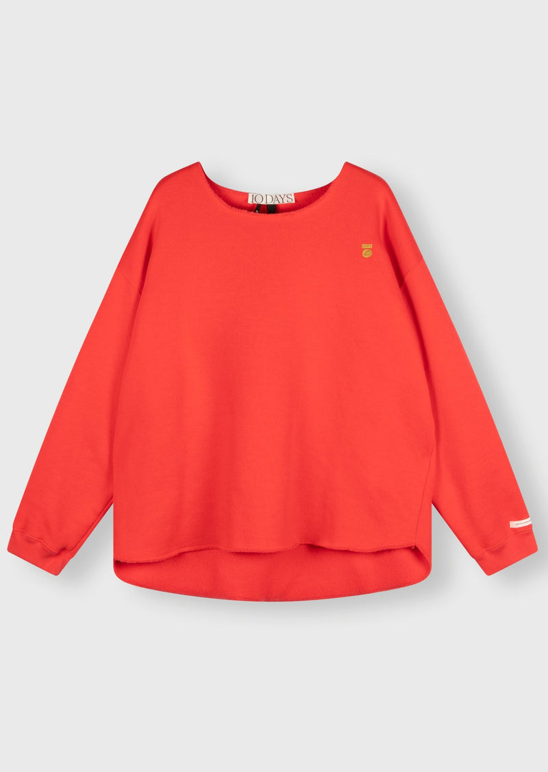 10Days Amsterdam - Raw Edge Statement Sweater - Coral Red
