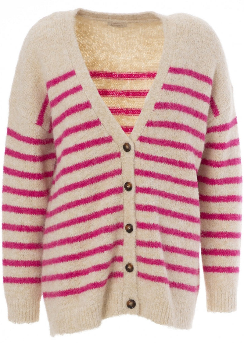 JcSophie - Anais Cardigan - Beige/Raspberry