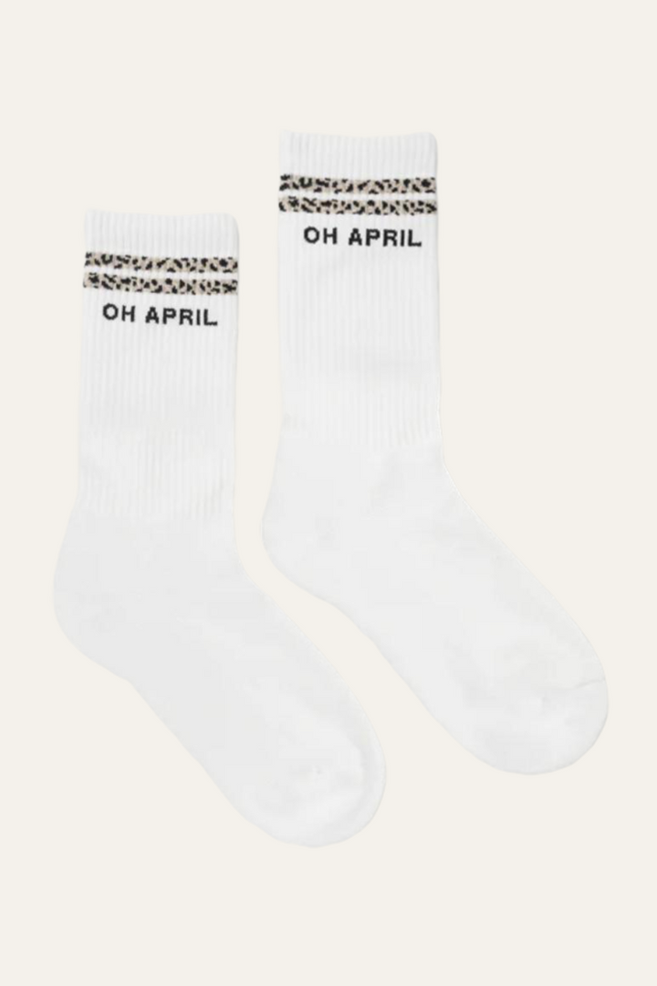 Oh April - Socks Stripes White/Leo