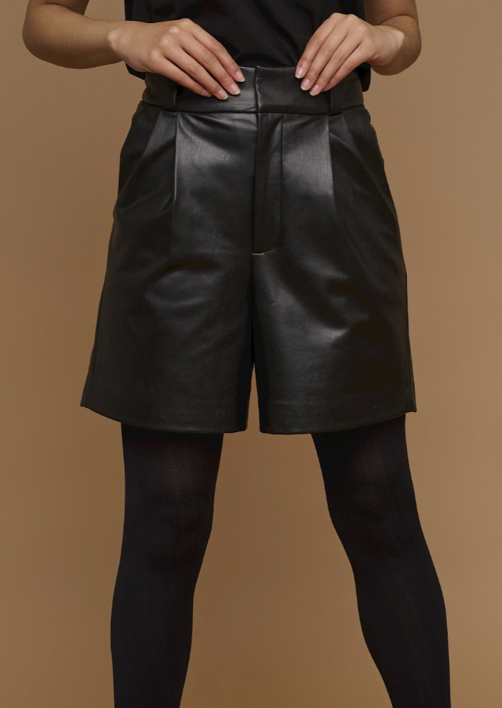 Rino & Pelle Fake Leather Shorts "Maik" - Schwarz