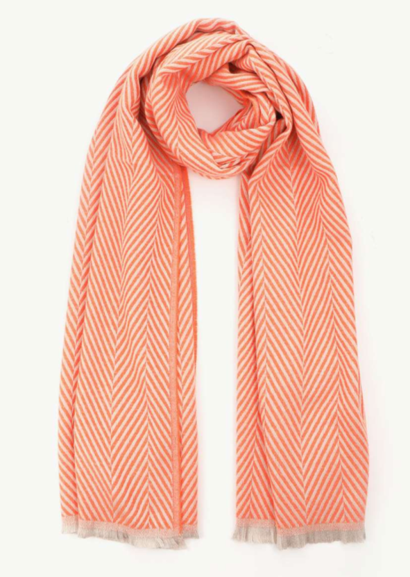 Streifenschal - Orange/Beige