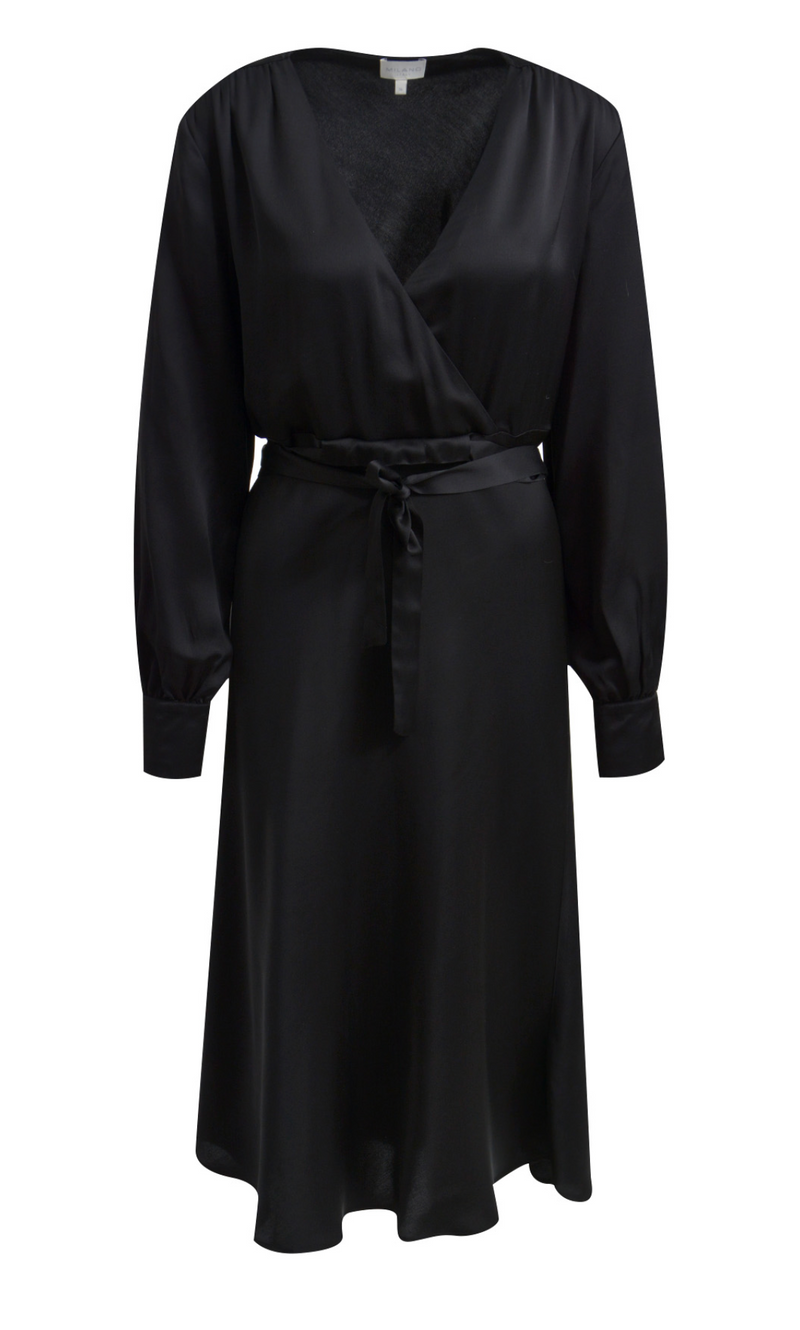 Milano Italy - Midi Dress Wrap Top - Schwarz