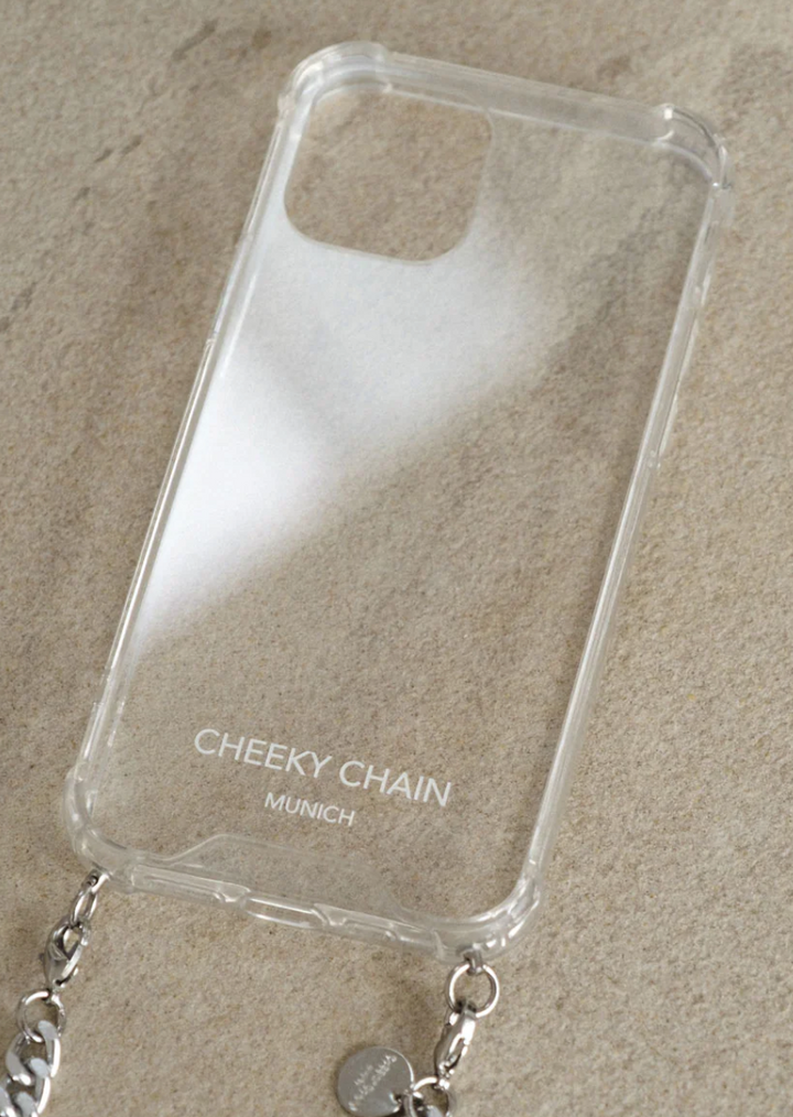 Cheeky Chain - iPhone Handyhülle - Crystal Clear - silberne Ösen