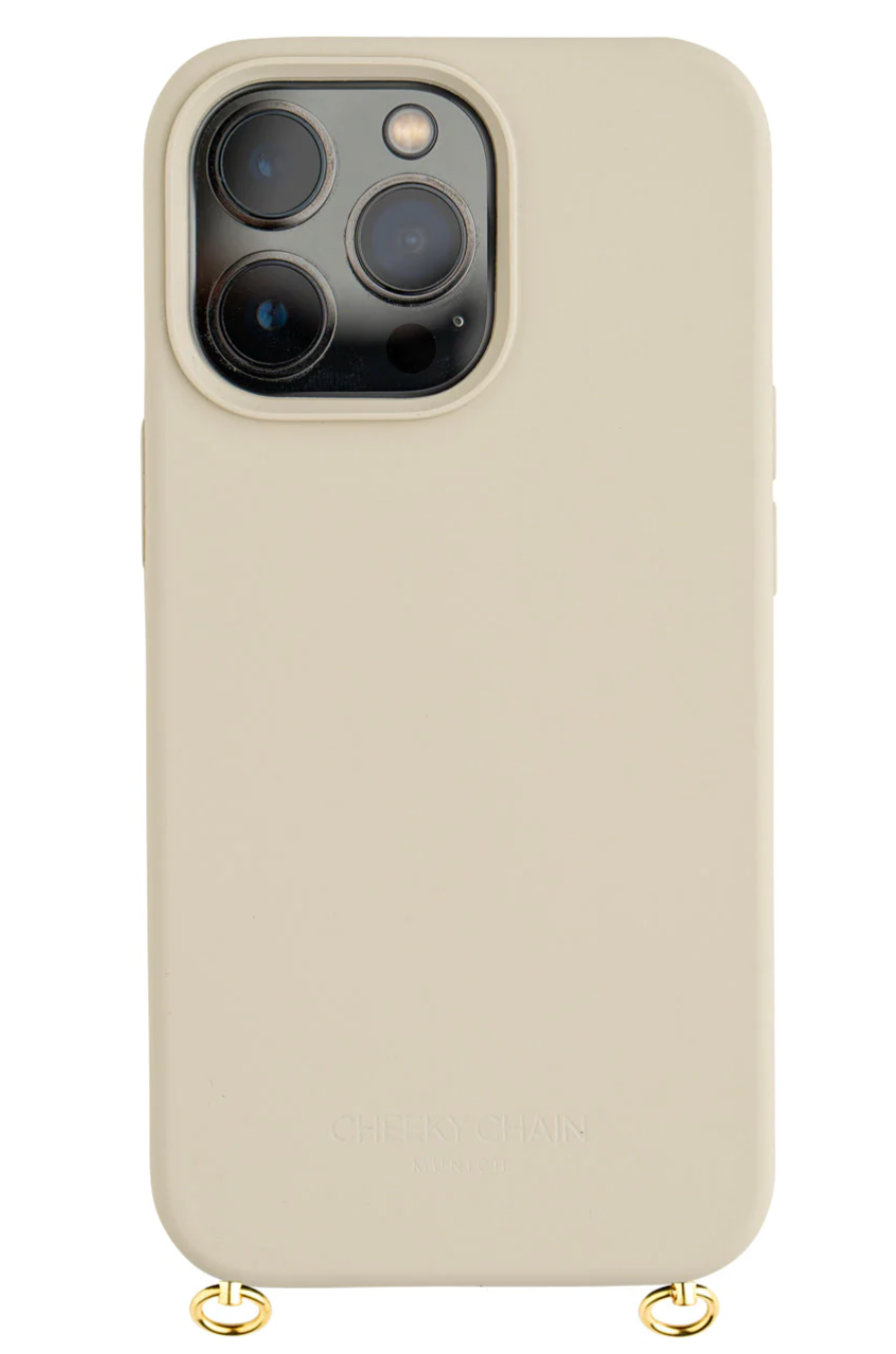 Cheeky Chain - iPhone Handyhülle beige - Goldene Ösen