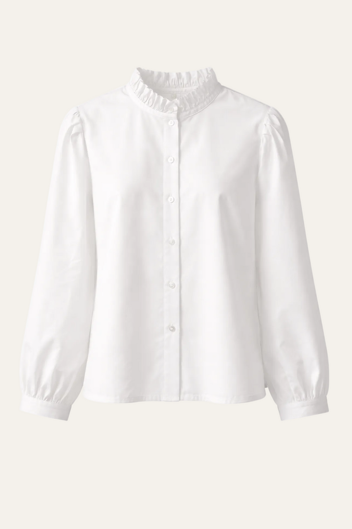 Baumwollbluse mit Rüschenkragen