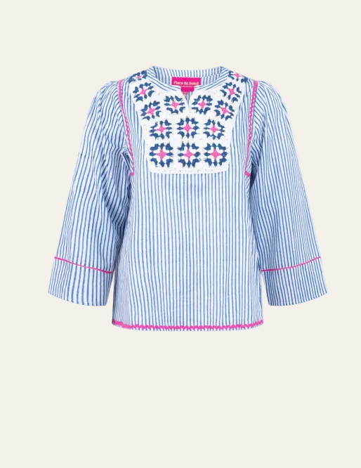 Place du Soleil - Bluse "Flower Stripe"