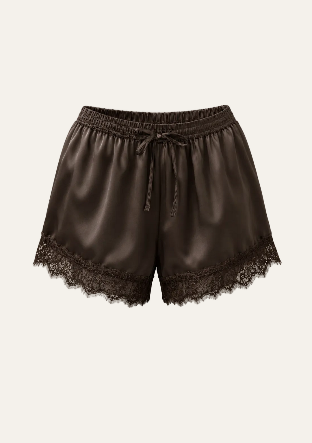Satin Shorts mit Spitze