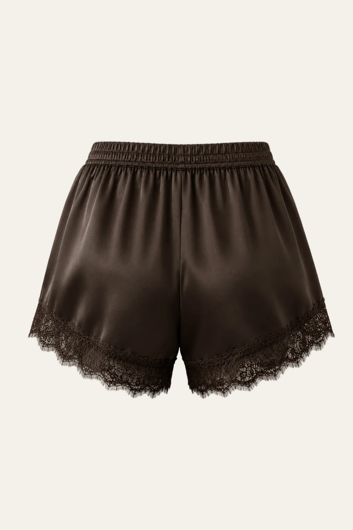 Satin Shorts mit Spitze