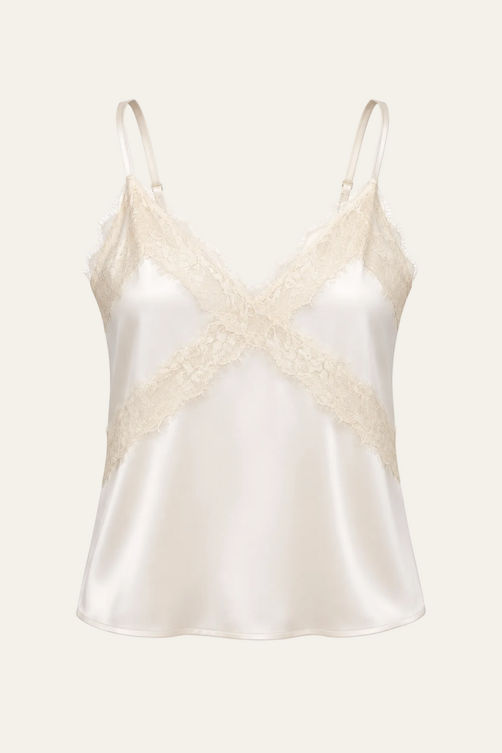 Satin Top mit Spitze