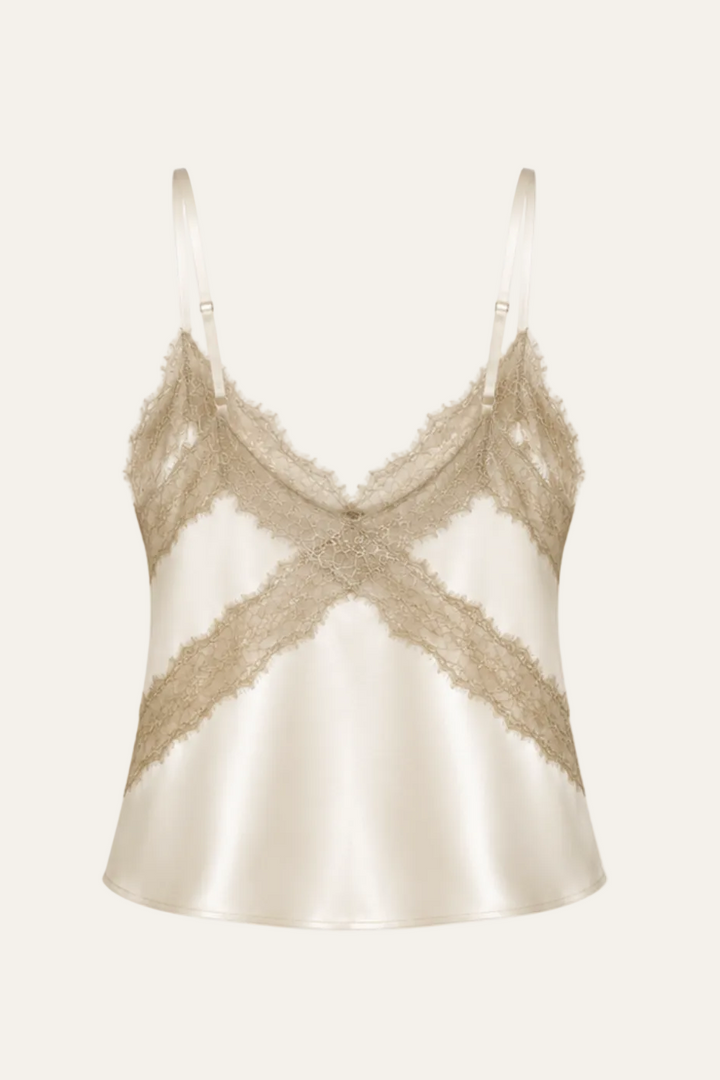 Satin Top mit Spitze