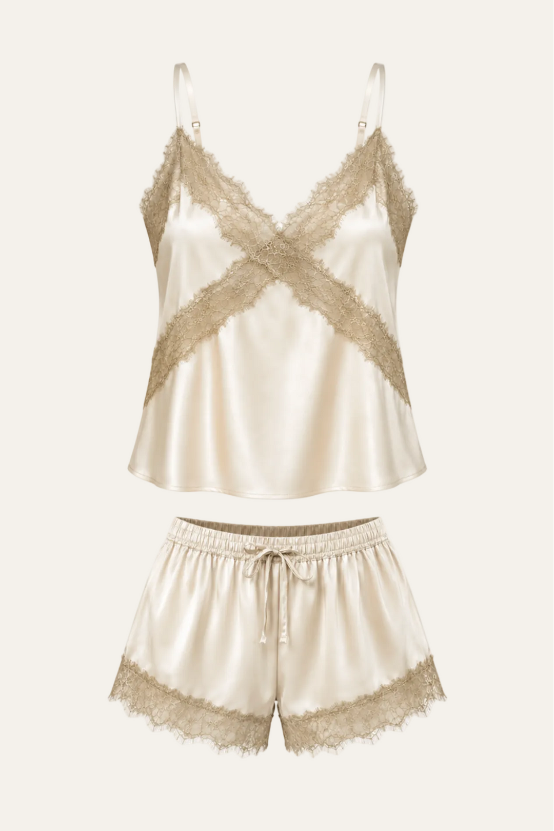 Satin Top mit Spitze