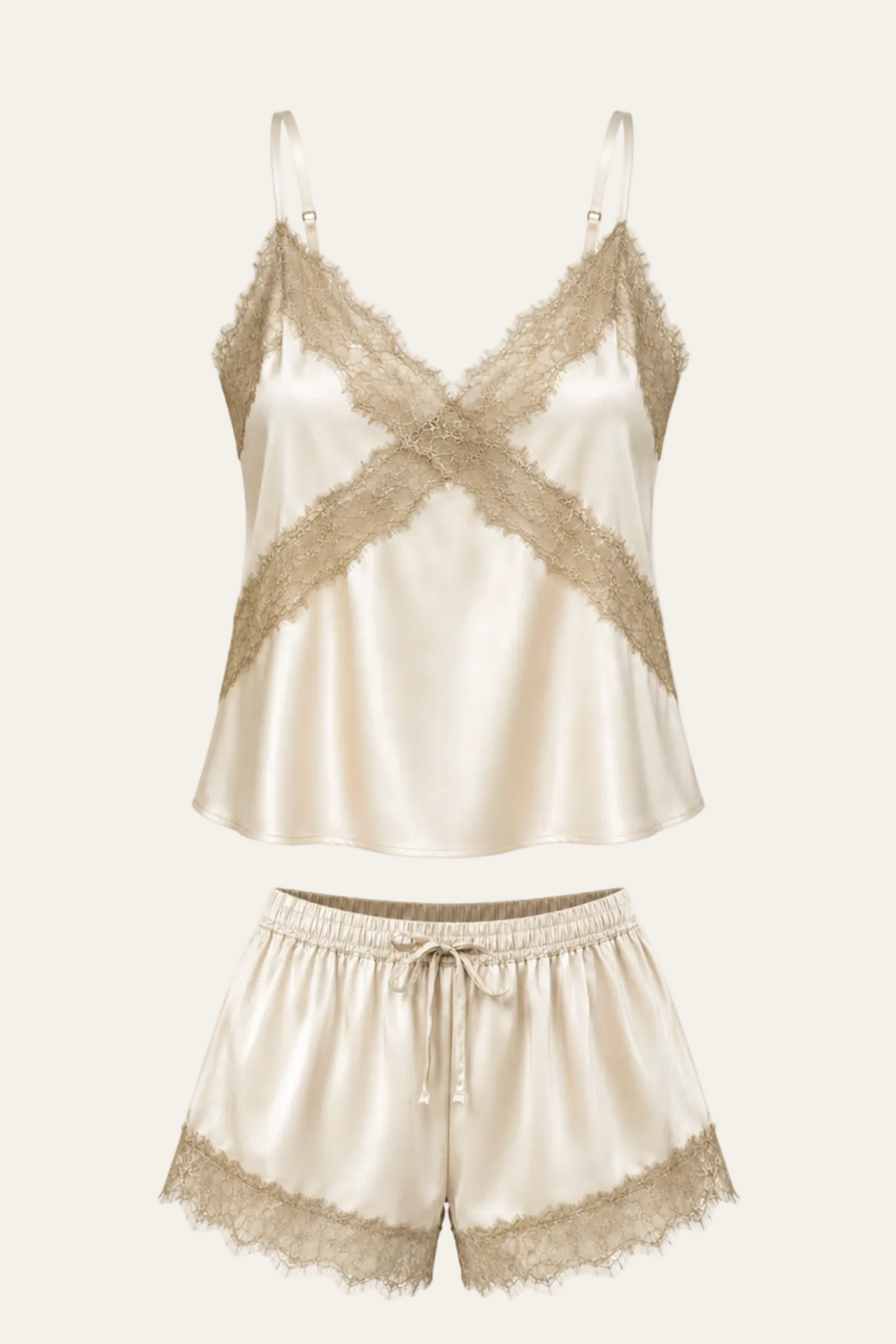 Satin Shorts mit Spitze