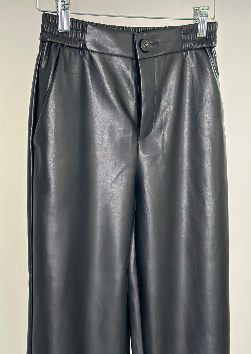 Veggie Wideleg Lederhose - schwarz
