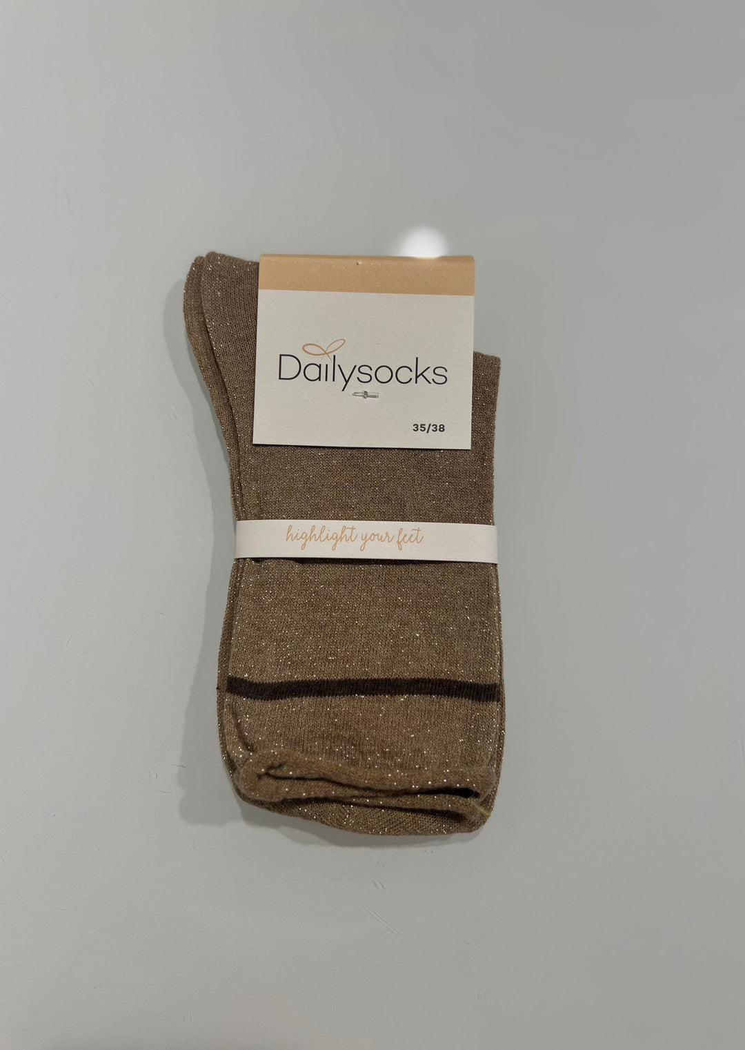 Dailysocks "Chloe" - taupe/khaki - gold /silber