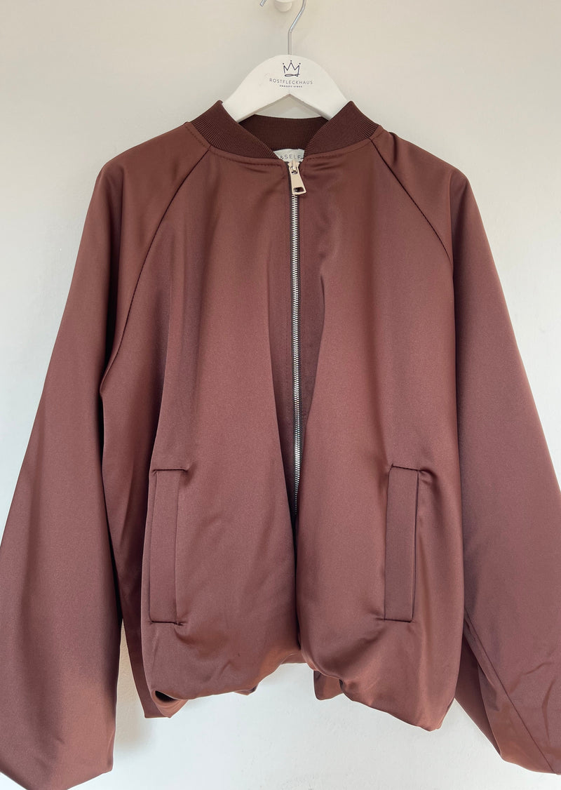 Satin- Bomber "Anek" - Kastanie