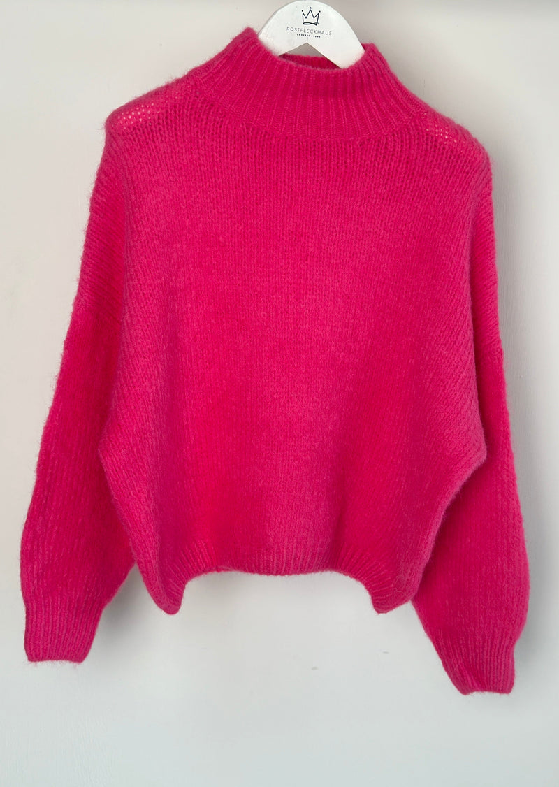 Turtleneck Strickpullover "Moa" - Hot Pink