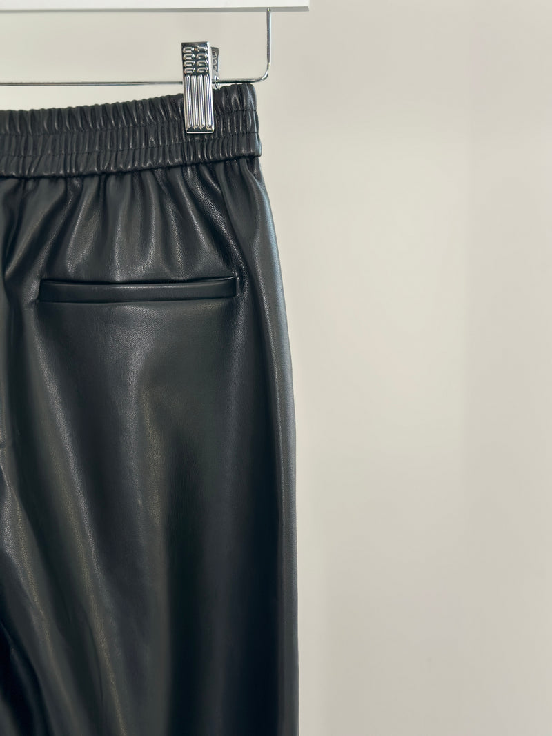 Veggie Wideleg Lederhose - schwarz