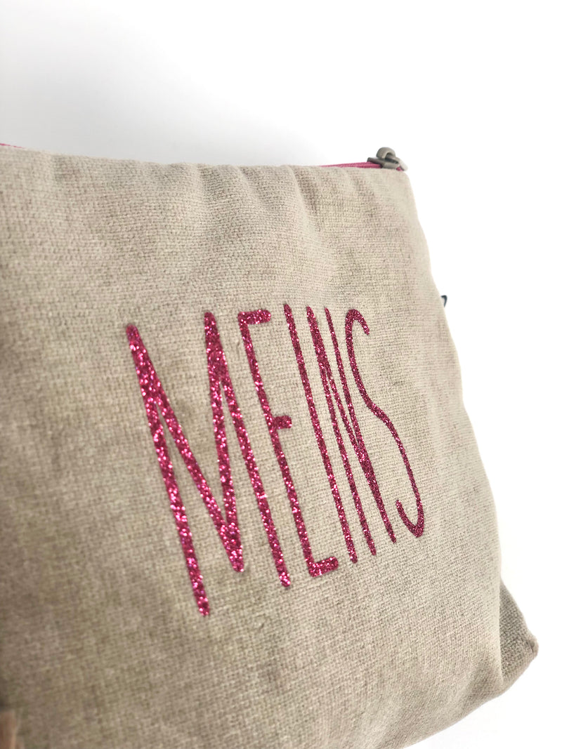 Kosmetiktäschchen Big "Meins" - Braun/Pink
