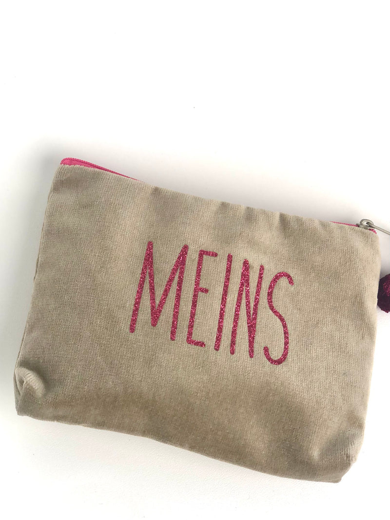 Kosmetiktäschchen Big "Meins" - Braun/Pink