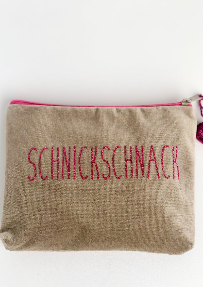Kosmetiktäschchen Big "Schnickschnack" - Braun/Pink