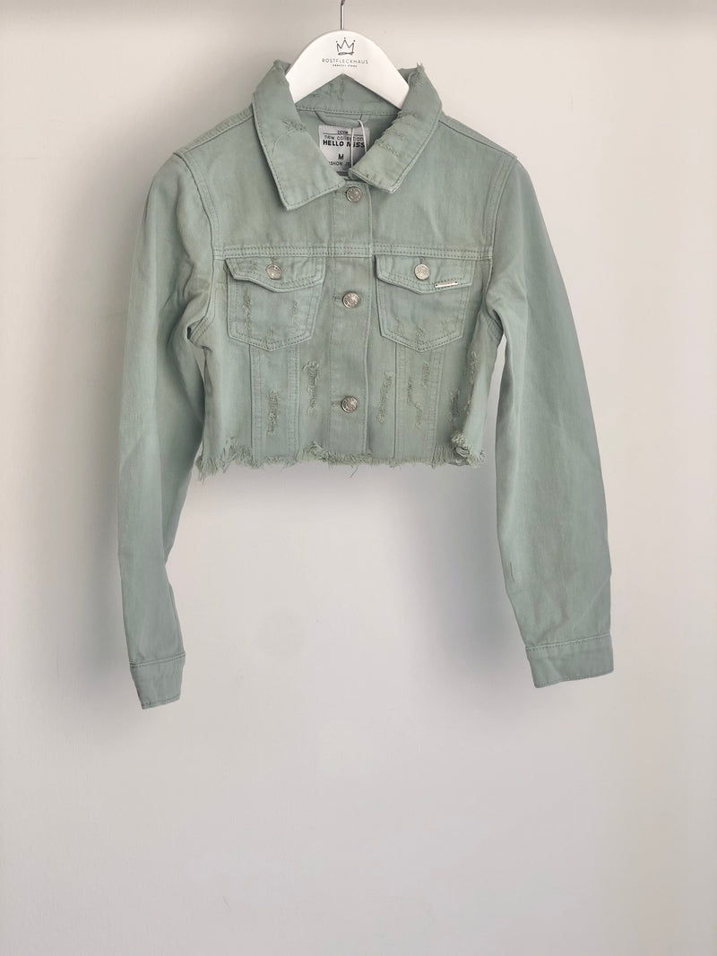 Cropped Jeansjacke - Noelle - Salbei