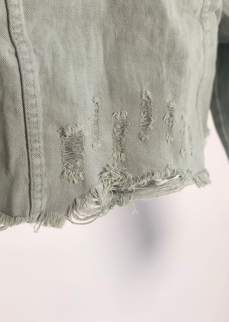 Cropped Jeansjacke - Noelle - Salbei