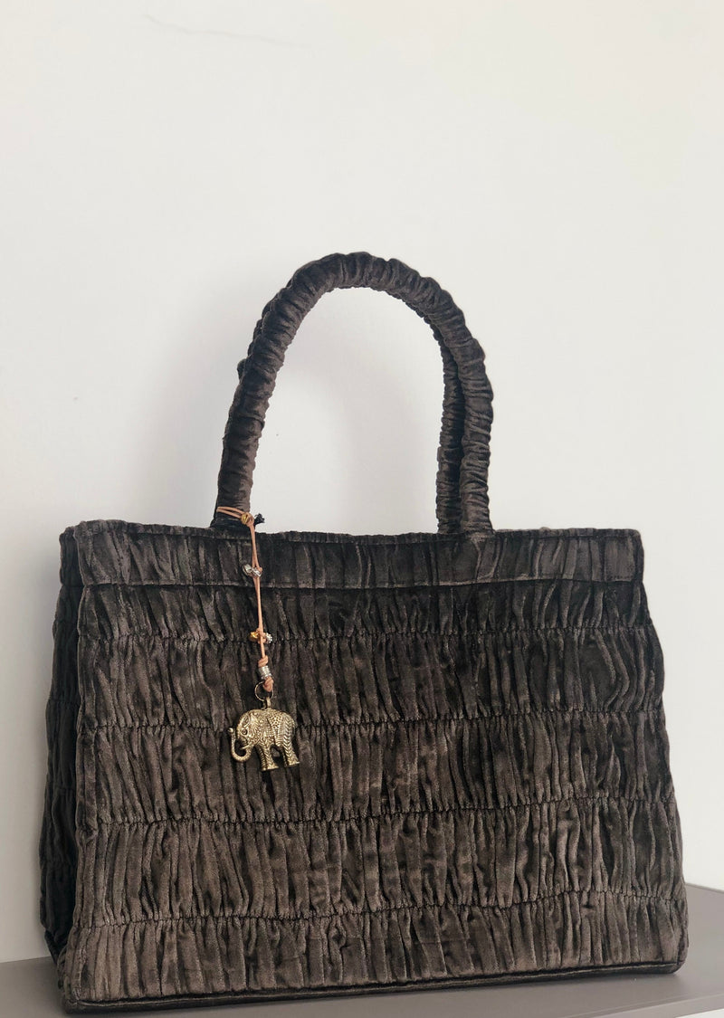 Anokhi - Tote Bag - Dark Brown Ruffles