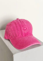 Cap "Smiley" Used-Look - Hot Pink