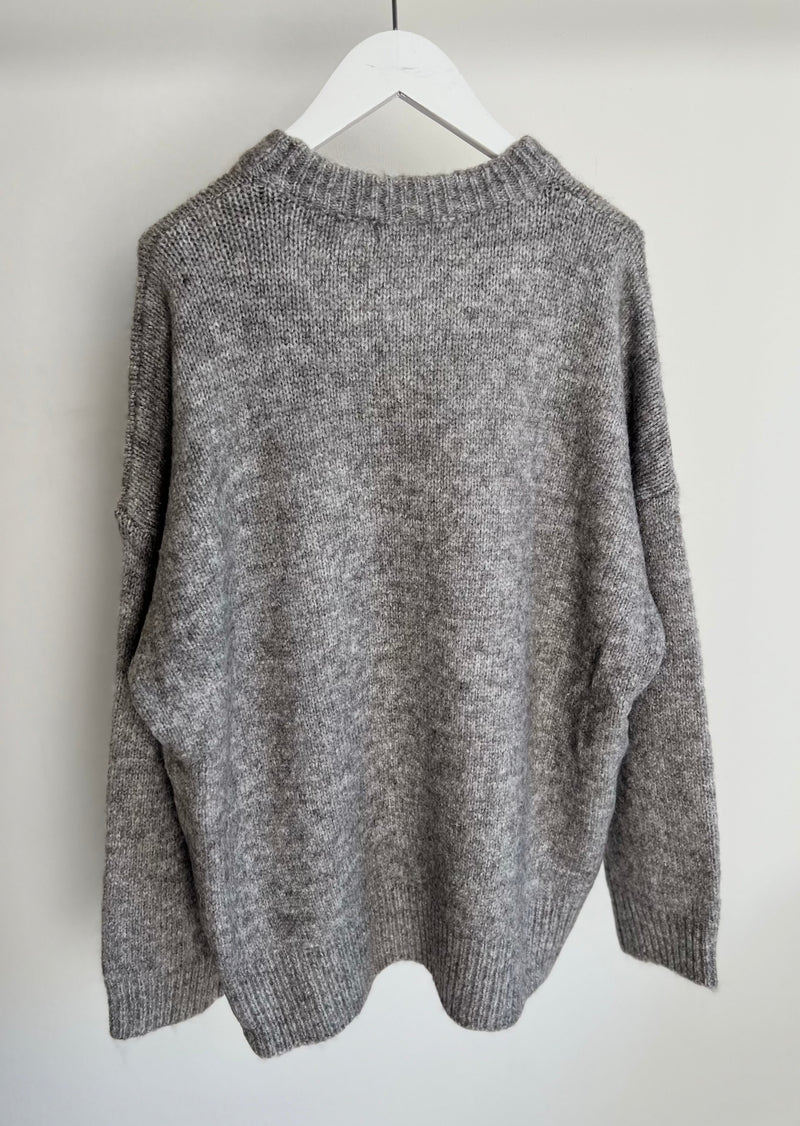 Oversized Strickpullover "Callie" - Grey/Pink