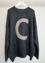 Oversized Strickpullover "Callie" - Anthrazit/Grey