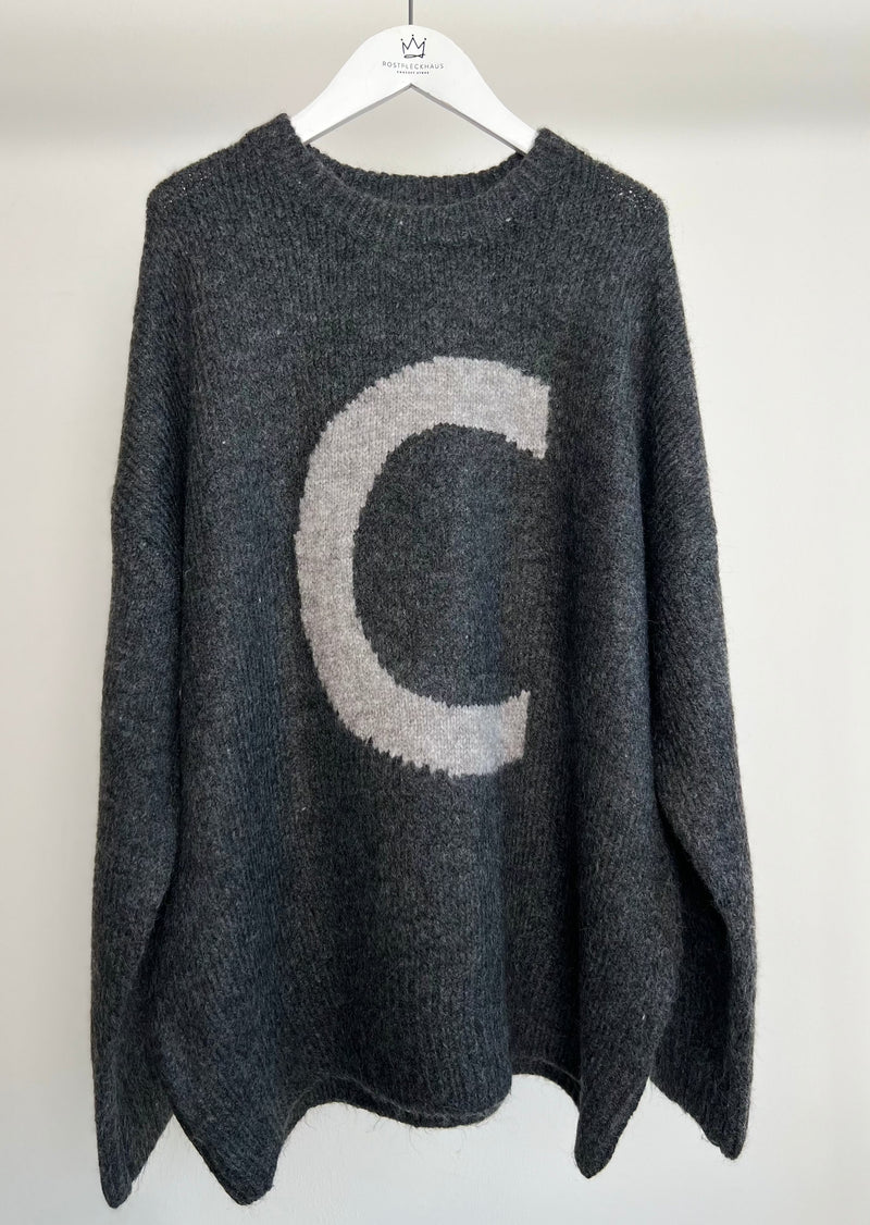 Oversized Strickpullover "Callie" - Anthrazit/Grey