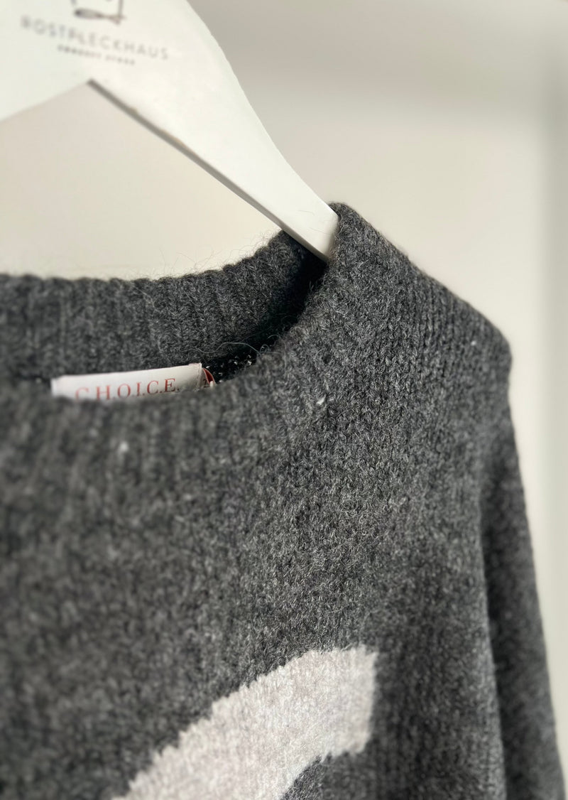 Oversized Strickpullover "Callie" - Anthrazit/Grey