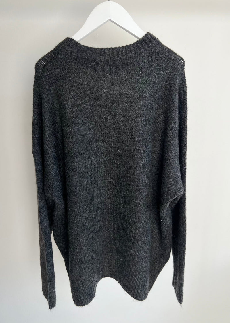 Oversized Strickpullover "Callie" - Anthrazit/Grey
