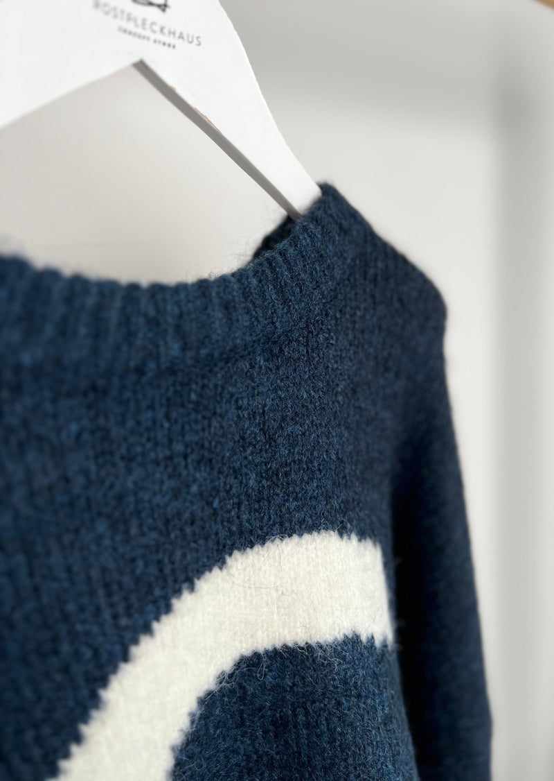 Oversized Strickpullover "Callie" - Navy/Offwhite