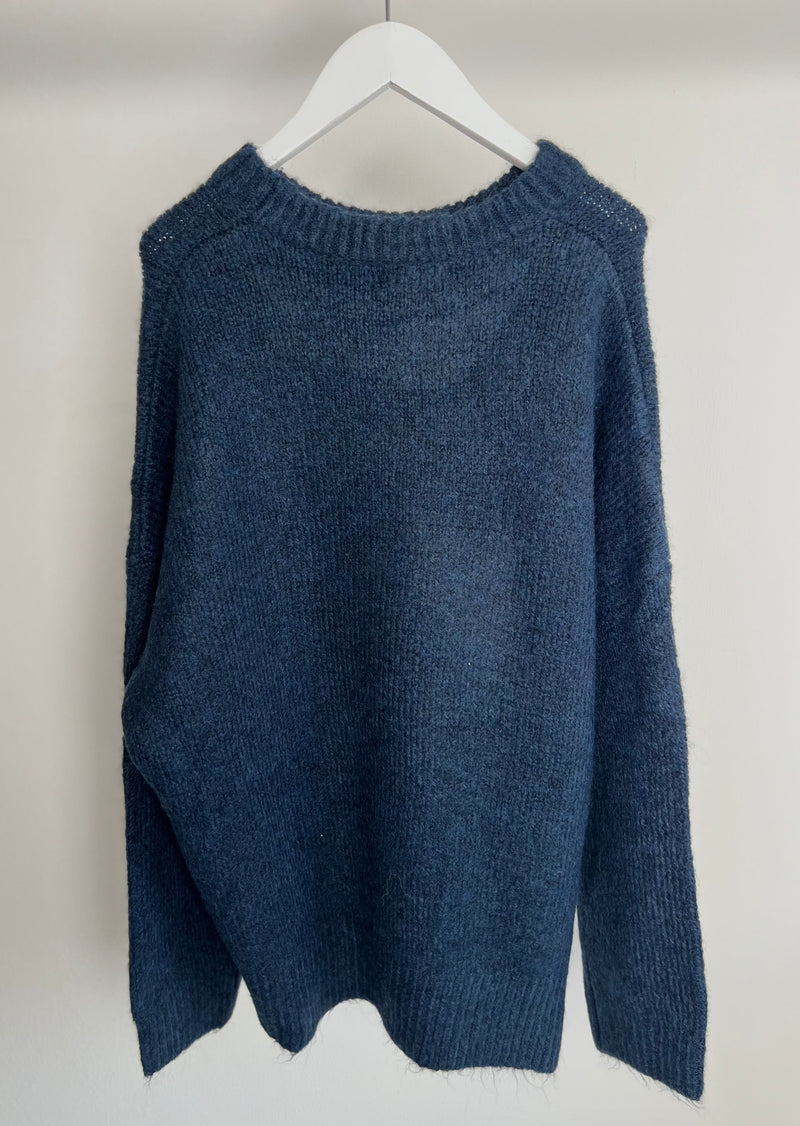 Oversized Strickpullover "Callie" - Navy/Offwhite