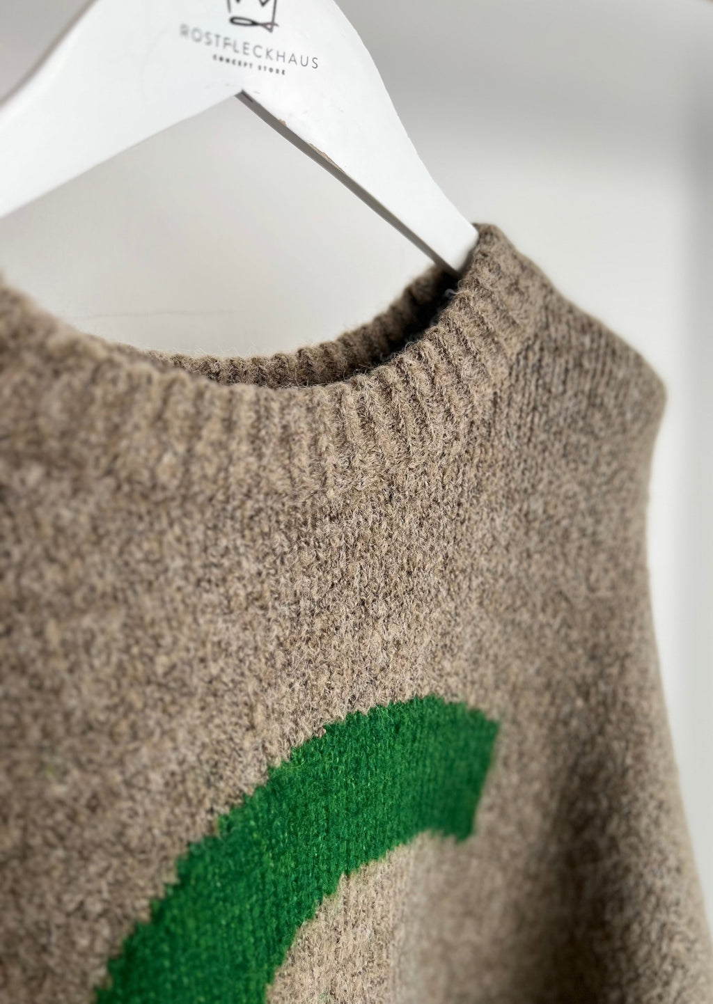 Oversized Strickpullover "Callie" - Taupe/Green