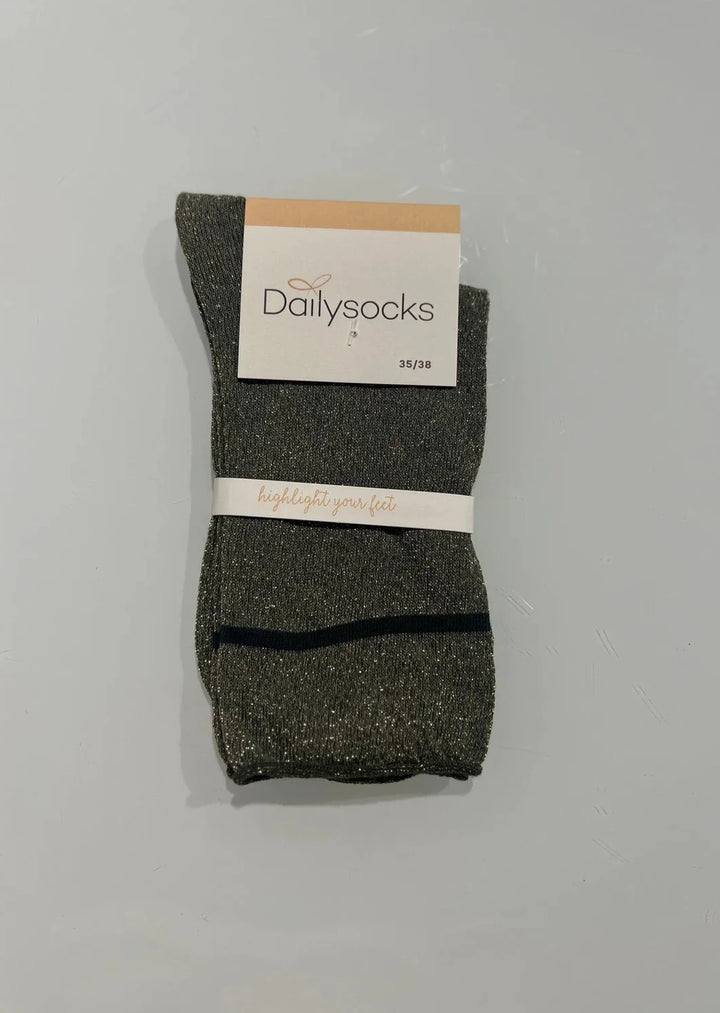 Dailysocks "Chloe" - taupe/khaki - gold /silber