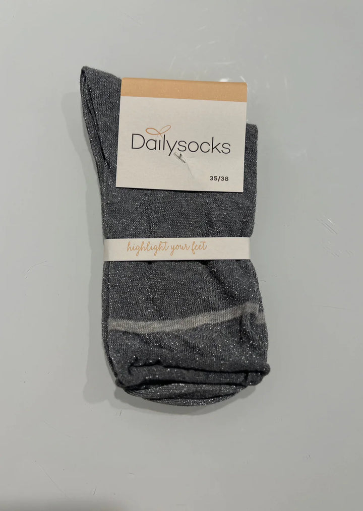 Dailysocks "Chloe" - taupe/khaki - gold /silber